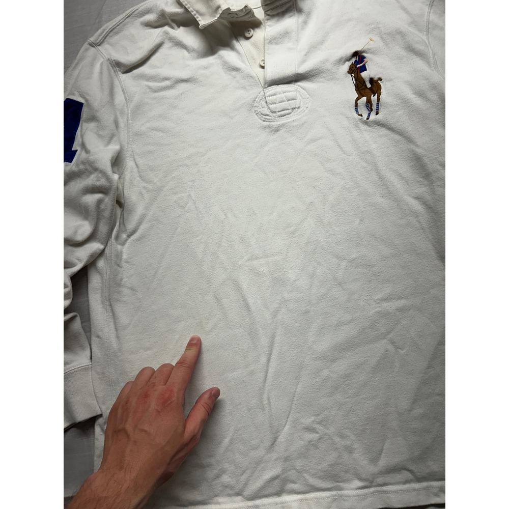 Polo Ralph Lauren Big Pony White Long Sleeve Rugby Shirt Mens XL Custom Fit 4 - Picture 8 of 9